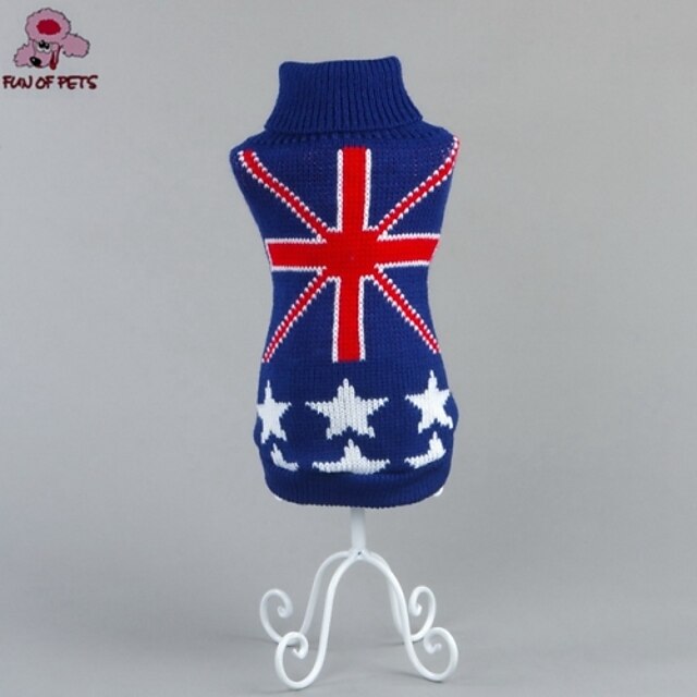  Cat Dog Sweater Puppy Clothes National Flag Casual / Daily Fashion Winter Dog Clothes Puppy Clothes Dog Outfits Blue Costume for Girl and Boy Dog Cotton XS S M L XL XXL