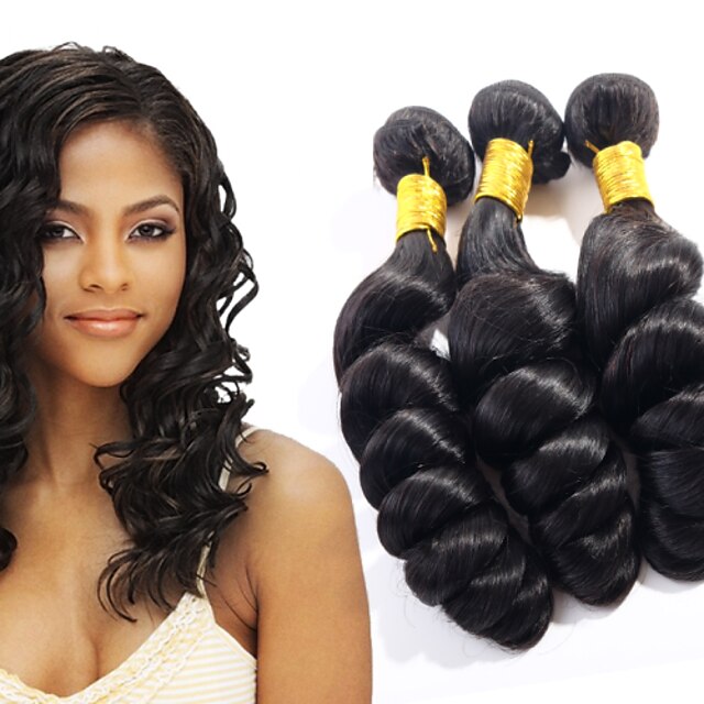  3 pakettia Brasilialainen Löysät aaltoilevat Aidot hiukset Hiukset kutoo Hiukset kutoo Hiukset Extensions / 8A