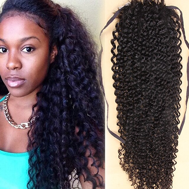  10 24 inch virgin brazilian human hair kinky curly drawstring ponytail clip in hair 70g clip in hair extensions