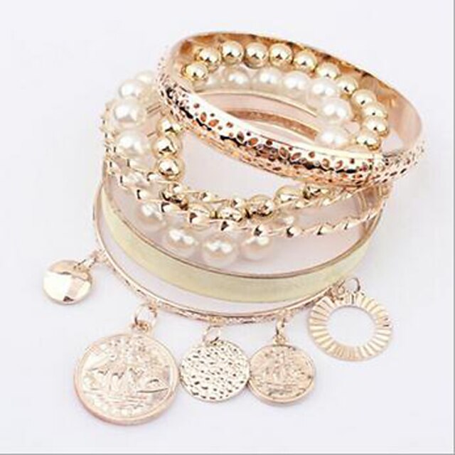  Women's Bracelet Bangles Layered Stacking Stackable Ladies Multi Layer Imitation Pearl Bracelet Jewelry White / Black / Red For Christmas Gifts Casual Daily