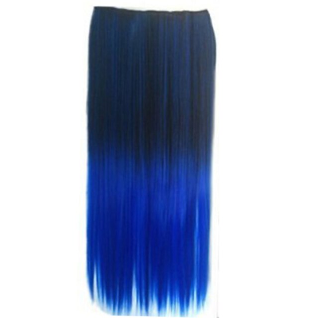 clip in synthetic straight hair extensions with 5 clips two tone color synthetic extensions