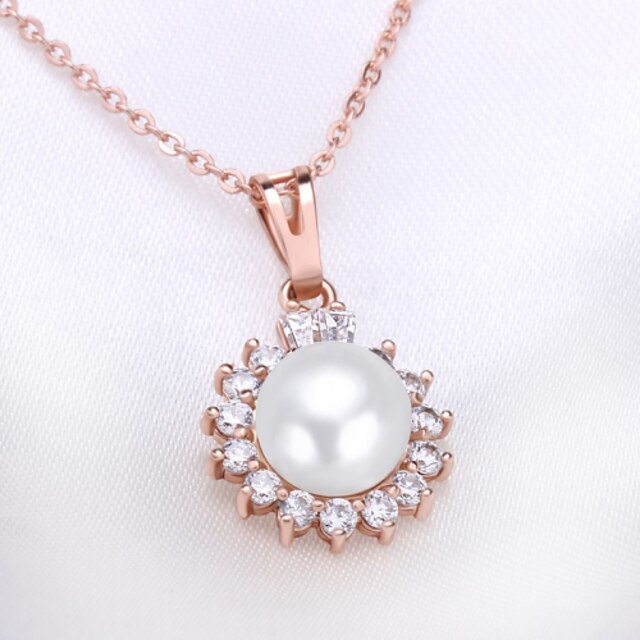  Temperament melting 18 k rose gold single pearl silver ornament collarbone chain pendant necklace