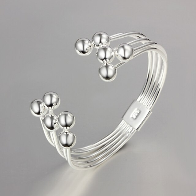  Women's Bracelet Bangles Beads Ladies Unique Design Fashion Sterling Silver Bracelet Jewelry Silver For Wedding Party Daily Casual