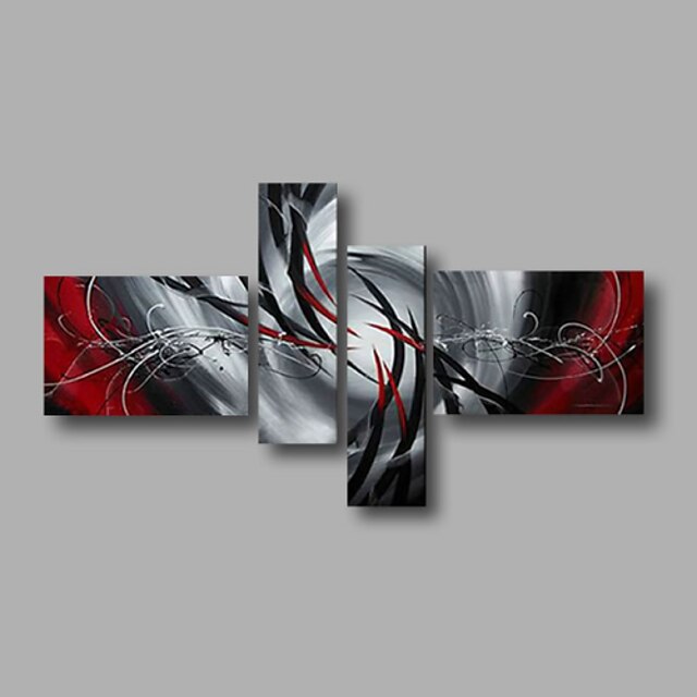  Hang-Painted Oliemaleri Hånd malede - Abstrakt Moderne Omfatter indre ramme / Fire Paneler / Stretched Canvas