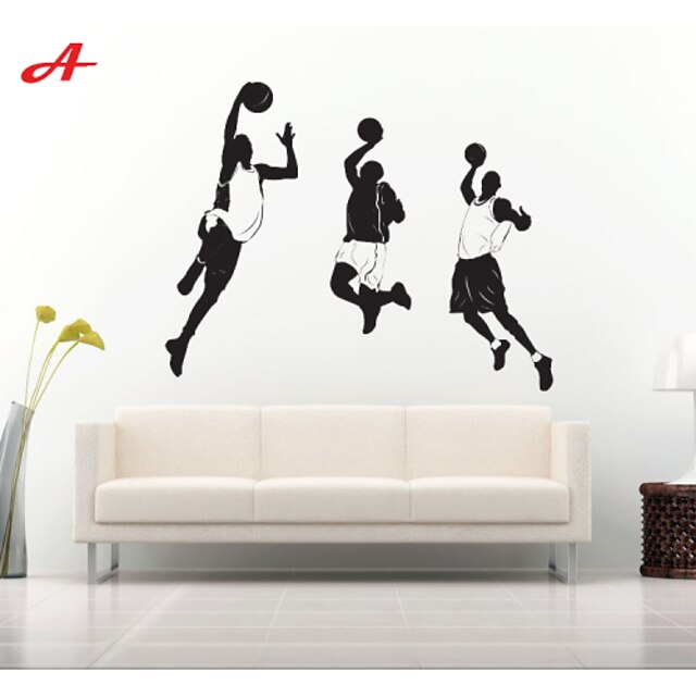  AWOO®  Three Men Play Basketball  Wall Stickers Home Decor  Vinyl Stickers For Kids Room Decoration