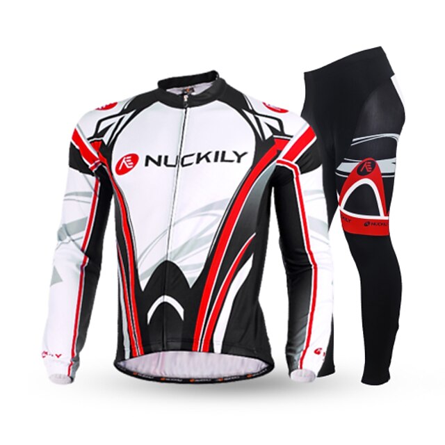  Nuckily Men's Long Sleeve Cycling Jersey with Tights Winter Fleece Polyester Black Funny Bike Clothing Suit Thermal Warm Fleece Lining Anatomic Design Breathable Reflective Strips Sports Curve