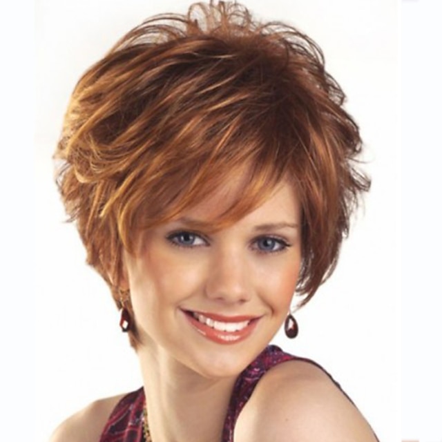  Synteettiset peruukit Laineita Laineita Peruukki Lyhyt Ruskea Synteettiset hiukset Naisten Ruskea