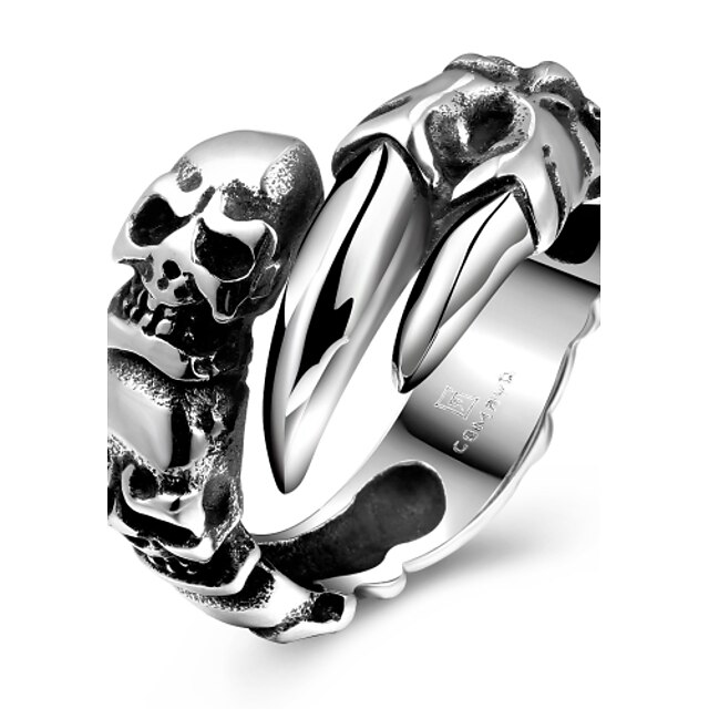  Bague Bijoux Acier Forme de Tête de Mort Noir Bijoux Pour Soirée Halloween Quotidien Décontracté 1pc