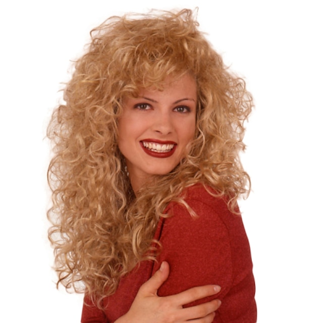  Synthetic Wig Curly Blonde Synthetic Hair Blonde Wig Women's Long Capless