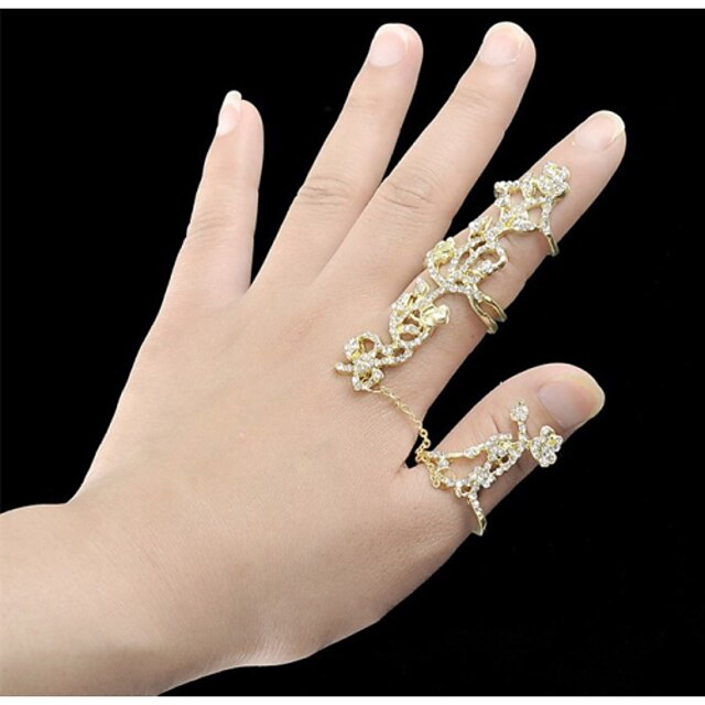  Women's Jewelry Set Rings Set Crystal 1pc Golden Silver Alloy Ladies Unusual Unique Design Party Daily Jewelry Hollow Out Stacking Stackable Adjustable