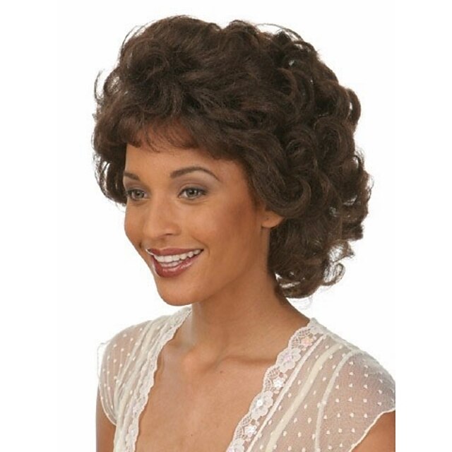  Synthetic Wig Wavy Wavy Wig Short Brown Synthetic Hair Women's