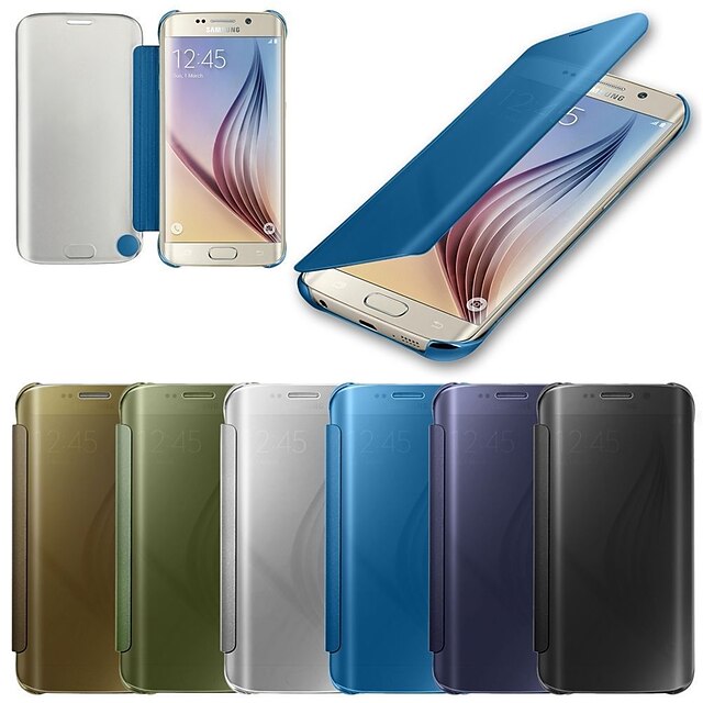  Case Kompatibilitás Samsung Galaxy S6 edge plus / S6 edge / S6 Automatikus készenlét / ébresztés / Tükör / Flip Héjtok Egyszínű PC