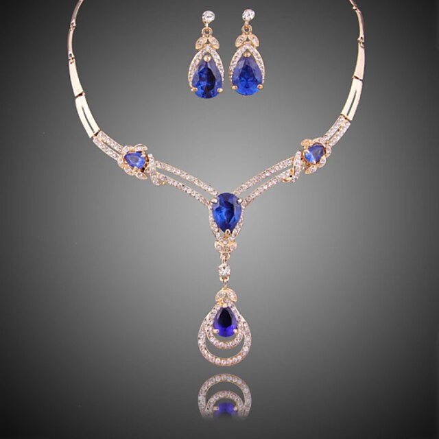  בגדי ריקוד נשים כחול סט תכשיטים עגילים תכשיטים עבור חתונה Party אירוע מיוחד יוֹם הַשָׁנָה יום הולדת ארוסים / מתנה / יומי