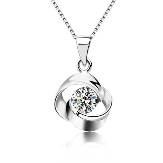  Women's Crystal Pendant Necklace Solitaire faceter Ladies Fashion Blinging Sterling Silver Crystal Silver Silver Necklace Jewelry For Party Daily Casual