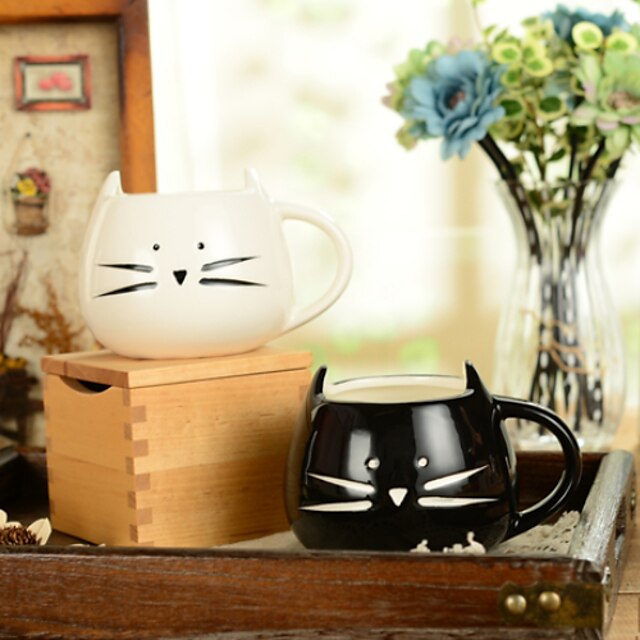  300ml mustavalkoinen söpö kissa eläimellinen kuppi luova vesi muki (5.1 