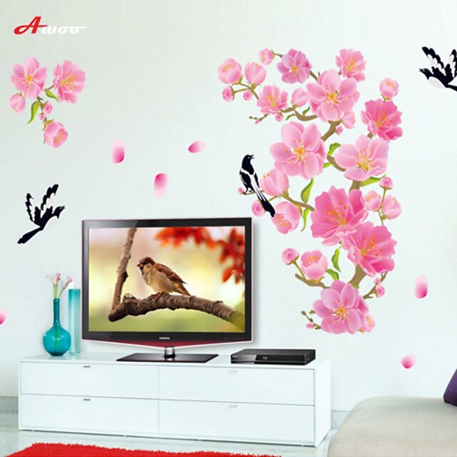  AWOO® New One Sweet Day Wall Art Decal Decoration Fashion Magpie Wall Stickers Home Decor 3D Wallpaper for Living Room