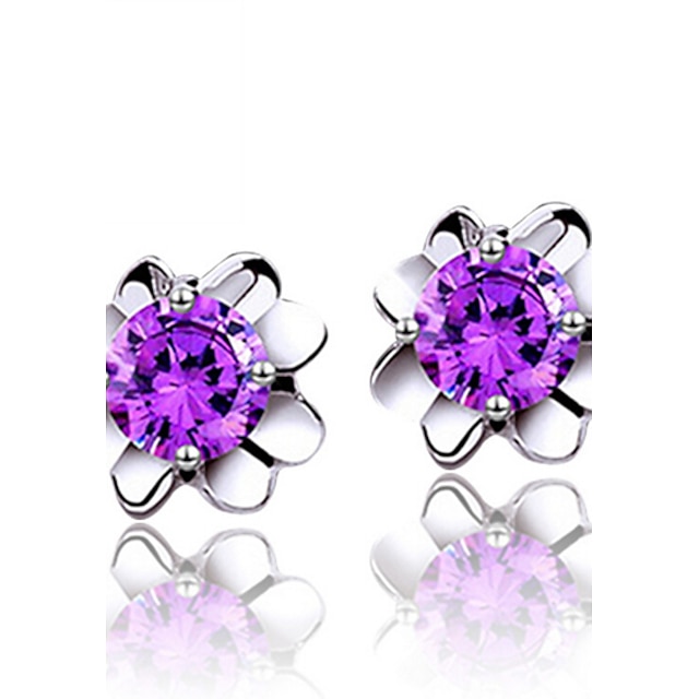  Women's Stud Earrings - Sterling Silver White / Purple For Wedding / Party / Daily
