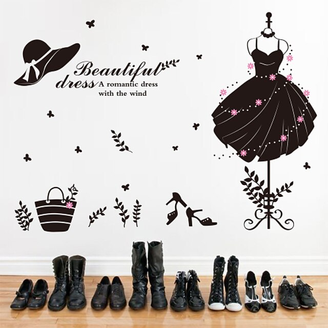  Wall Stickers Wall Decals, Fashion Beauty Clothing Dress Hat PVC Wall Stickers