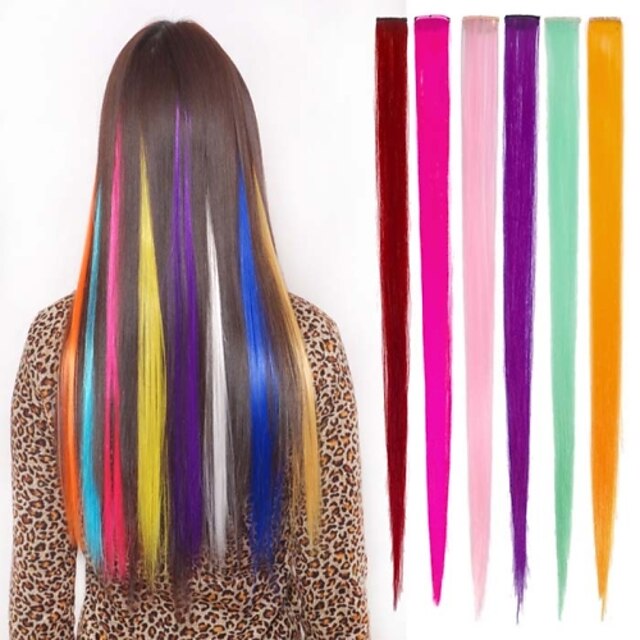  Ίσιο Κλασσικά Συνθετικά μαλλιά Hair Extension Κουμπωτό Ombre 5 τμχ Καθημερινά