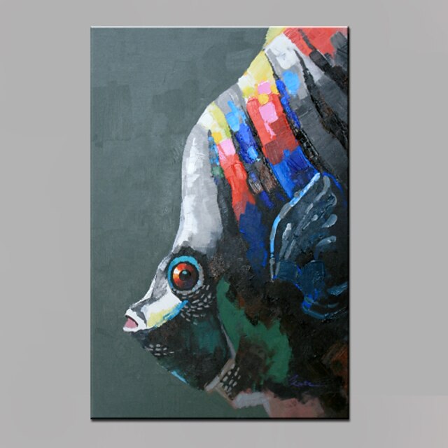  Kézzel festett Állat Függőleges,Modern Egy elem Vászon Hang festett olajfestmény For lakberendezési