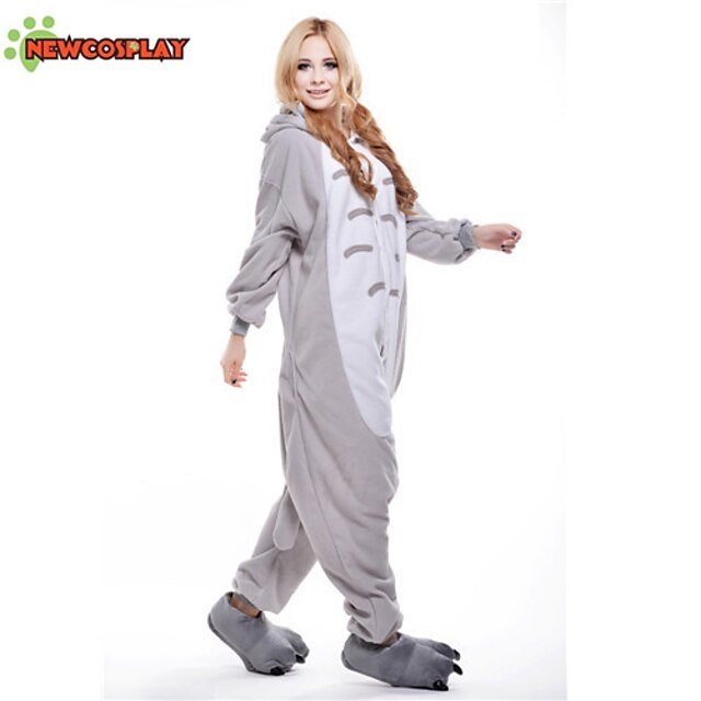 Toys & Hobbies Cosplay & Costumes | Adults Kigurumi Pajamas Cat Animal Onesie Pajamas Polar Fleece Gray Cosplay For Men and Wome