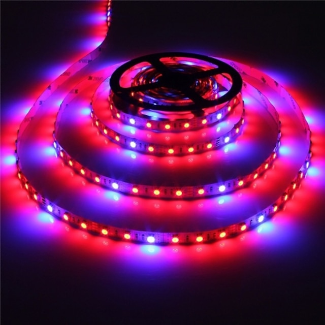  ZDM Waterproof 5050 4 Red+1 Blue Full Spectrum Led Grow Light 300Leds Led Strip Lamps for Plants Growing Non Waterproof Aquarium Lighting with 12V/6A Power