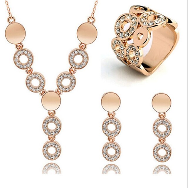  Crystal Jewelry Set Hoop Earrings Party Ladies Work Elegant Fashion Vintage Rose Gold Cubic Zirconia Rhinestone Earrings Jewelry Gold For Party Special Occasion Anniversary Birthday Gift 1 set
