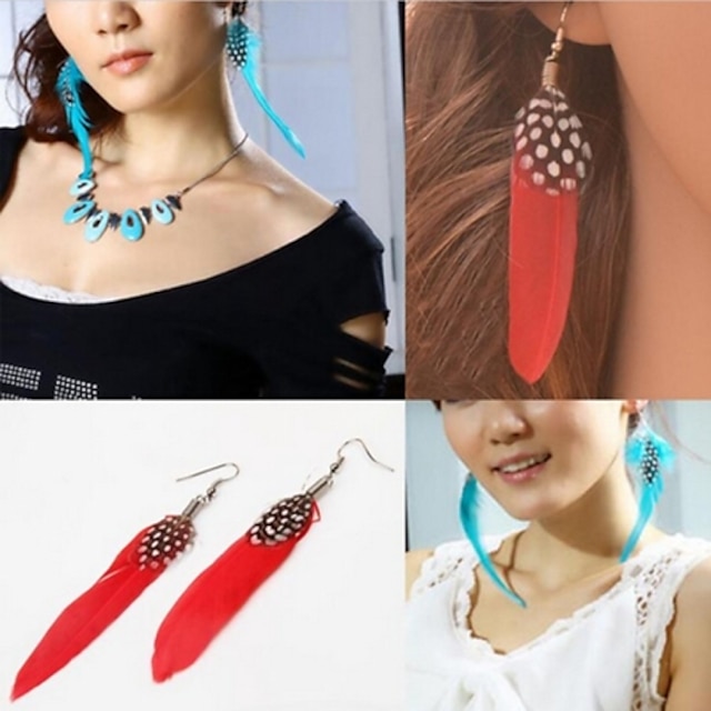  Women's Drop Earrings - Red / Green / Blue For Wedding Party Daily