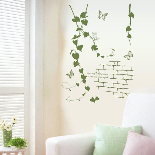  رومانسية النباتية ملصقات الحائط لواصق حائط الطائرة لواصق حائط مزخرفة, الفينيل تصميم ديكور المنزل جدار مائي جدار