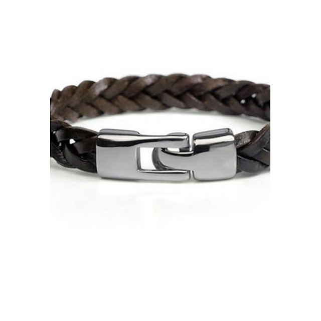  Men's Leather Bracelet Plaited Wrap Party Work Basic Casual Classic Leather Bracelet Jewelry Black / Brown For Gift Casual Daily Sports Valentine