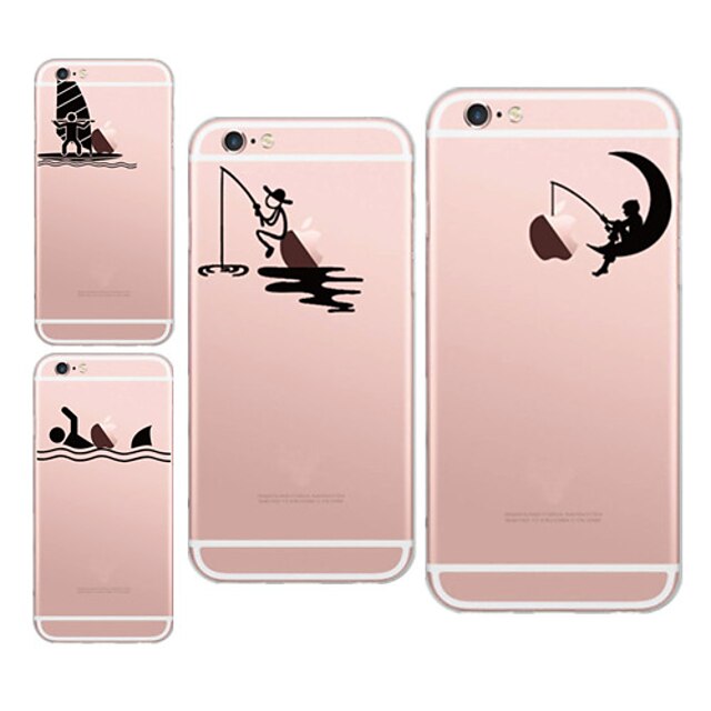  Case For iPhone 7 / iPhone 7 Plus / iPhone 6s Plus iPhone X / iPhone 8 Plus / iPhone 8 Ultra-thin / Transparent / Pattern Back Cover Playing with Apple Logo Soft TPU