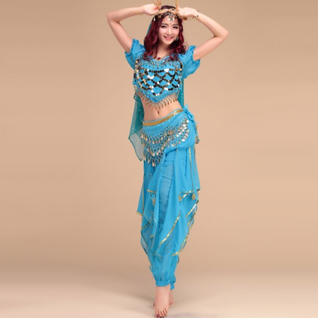  Belly Dance Outfits Women's Performance Spandex / Chinlon Draping 7.87inch(20cm) Top / Pants / Belt