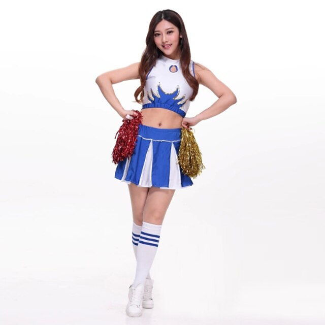  Costumes de Pom-Pom Girl Costumes de Danse Haut Broderie Femme Utilisation Sans Manches Taille haute Polyester / Spectacle