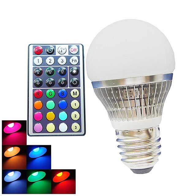  B22 E26/E27 LED gömbbúrás izzók A50 1PCS led Nagyteljesítményű LED Tompítható Távvezérlésű Dekoratív RGB 300LMlm 6500kK AC 100-240V 