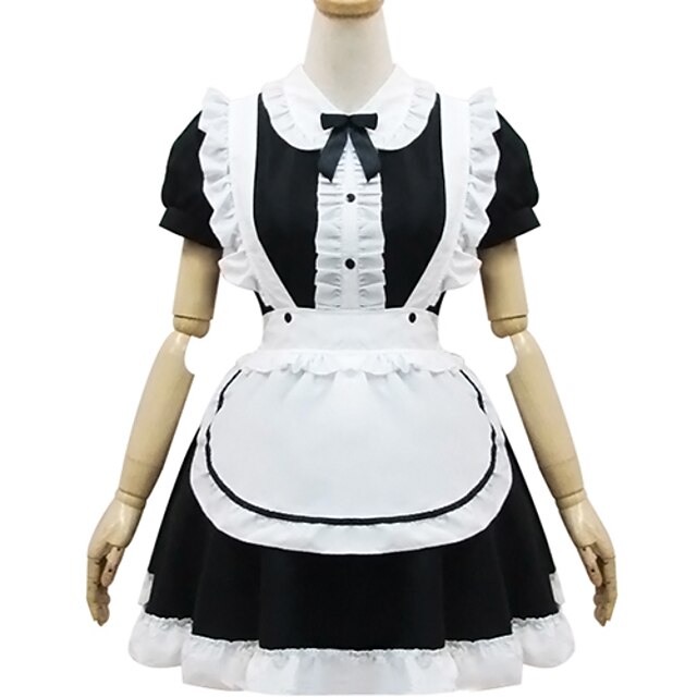  Classic Lolita Kleid Damen Japanisch Cosplay Kostüme Weiß / Schwarz Kurzarm Kürzer Länge / Klassische / Traditionelle Lolita