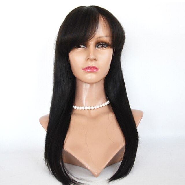  100 virgin brazilian full lace human hair wigs with bangs lace front wig straight full lace wig for black woman