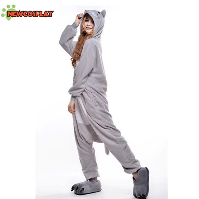 Toys & Hobbies Cosplay & Costumes | Adults Kigurumi Pajamas Cat Animal Onesie Pajamas Polar Fleece Gray Cosplay For Men and Wome