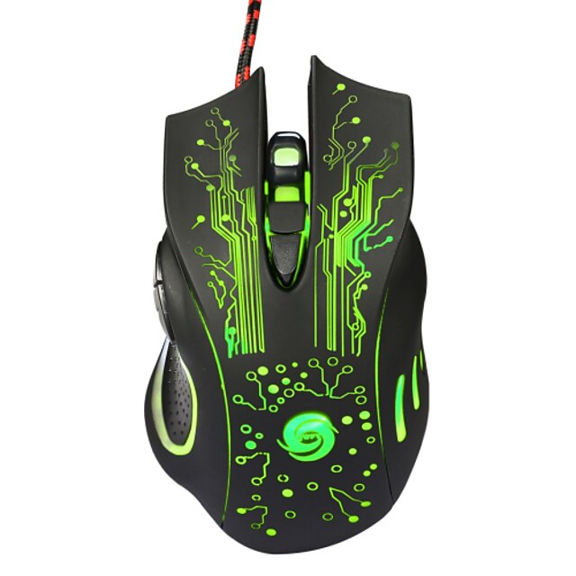  Vezetékes USB Optikai Gaming Mouse LED fény 1000/1600/2400/3200/5500 dpi 5 állítható DPI-szint 6 pcs Kulcsok