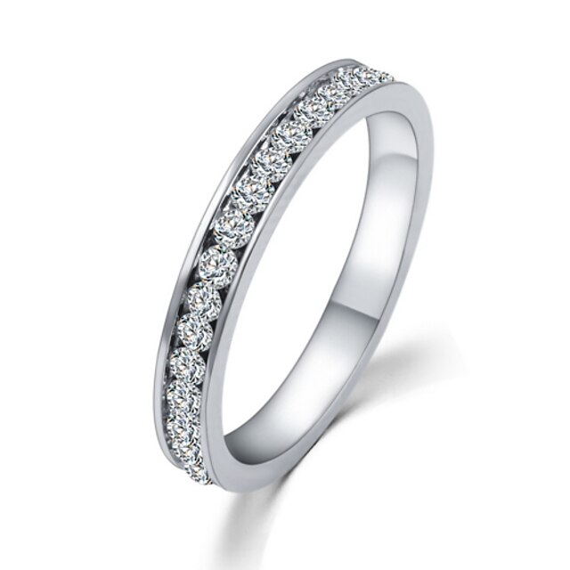  Women's Statement Ring Cubic Zirconia tiny diamond Silver Zircon Rhinestone Alloy Ladies Luxury Simple Style Wedding Party Jewelry Round Cut Pave