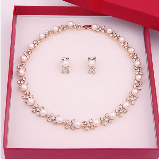  Women's Jewelry Set Choker Necklace Party Casual Fashion Vintage Link / Chain Simple Style Pearl Earrings Jewelry White For Party Special Occasion Anniversary Birthday Gift