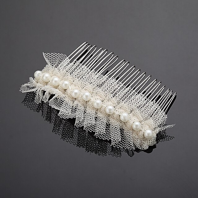  Imitation Pearl / Lace / Alloy Hair Combs with 1 Wedding / Special Occasion Headpiece