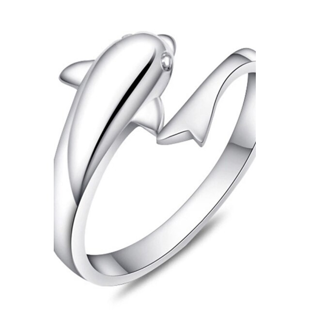 Women's Band Ring wrap ring thumb ring Silver Sterling Silver Ladies Party Daily Jewelry Dolphin Adjustable