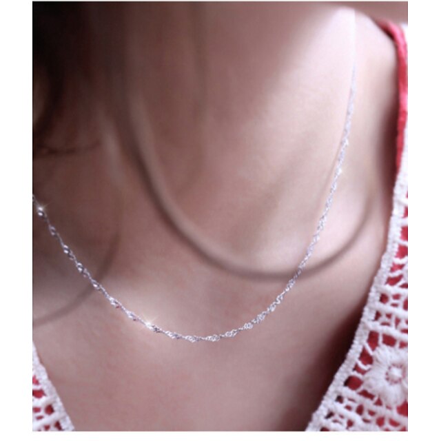  Women's Chain Necklace Ladies Simple Silver Plated Silver Necklace Jewelry For Wedding Party Daily Casual