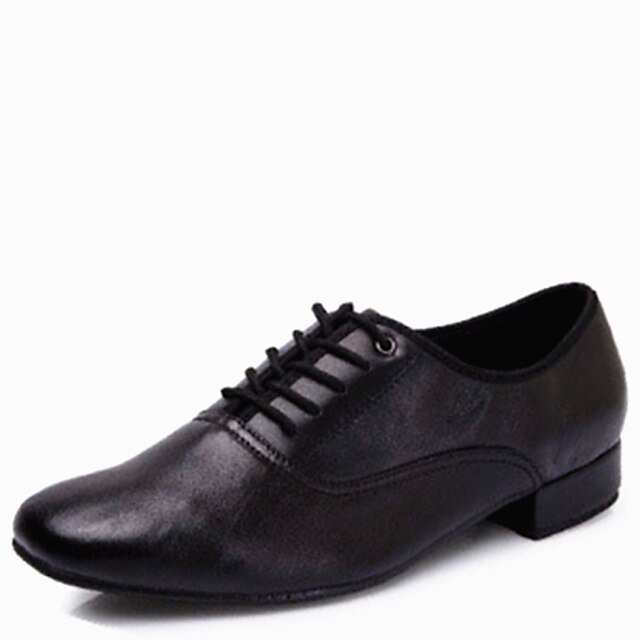  Men's Modern Shoes Heel Low Heel Leather Lace-up Black