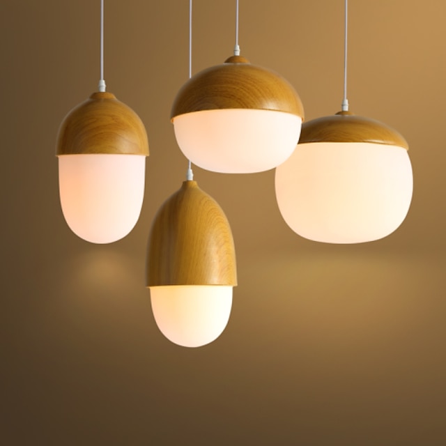 Lampe suspendue Lumière d’ambiance Autres Bois / Bambou Verre LED / E26 / E27