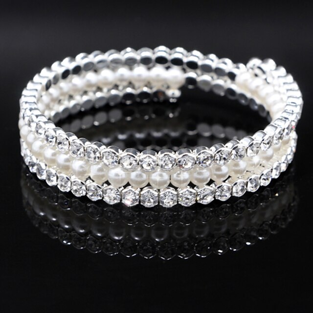  Women's Strand Round Bangles Imitation Pearl Bracelet Jewelry Silver For Wedding Party Special Occasion Anniversary Birthday Gift / Daily / Casual / Engagement