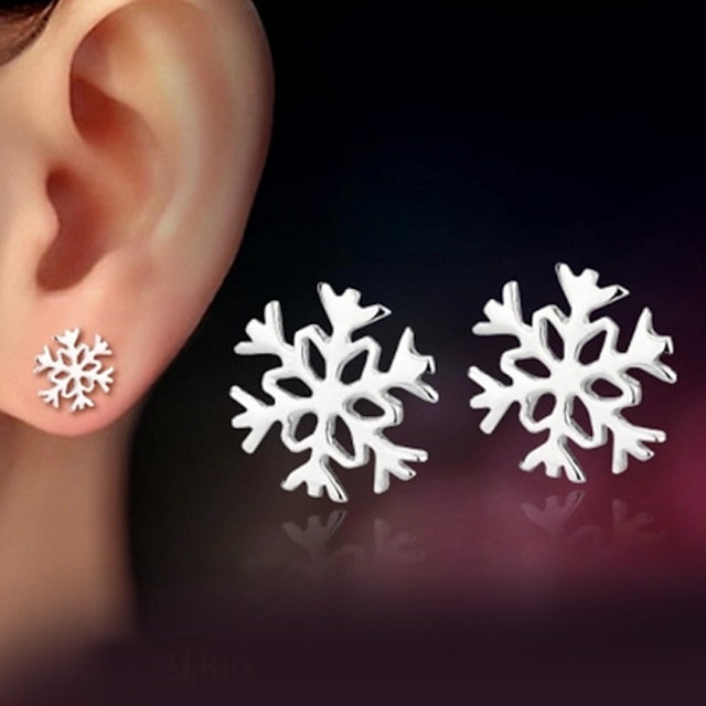  Stud Earrings For Women's Party Wedding Daily Sterling Silver Silver Snowflake