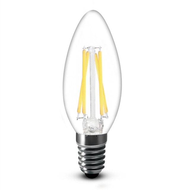  أضواء شموغ LED 400 lm E12 C35 4 الخرز LED COB تخفيت أبيض دافئ 110-130 V / قطعة / بنفايات / LVD