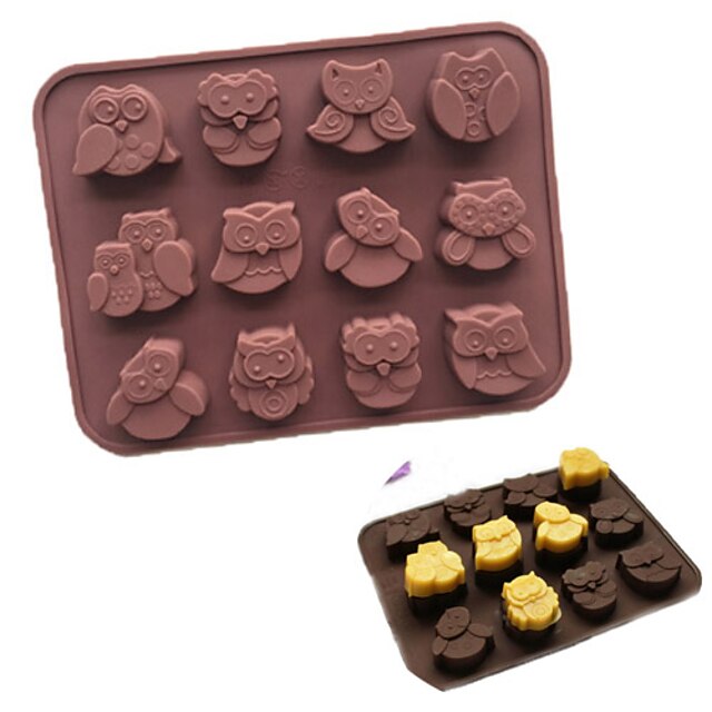  12 hulrom ugle silikon kake dekorere mold candy cookies sjokolade såpe bake mold