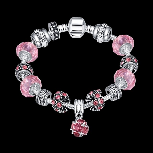  Crystal Chain Bracelet Ladies Unique Design Vintage Party Fashion Brass Bracelet Jewelry Pink For Christmas Gifts / Cubic Zirconia